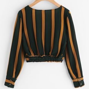 Long sleeve V neck crop top